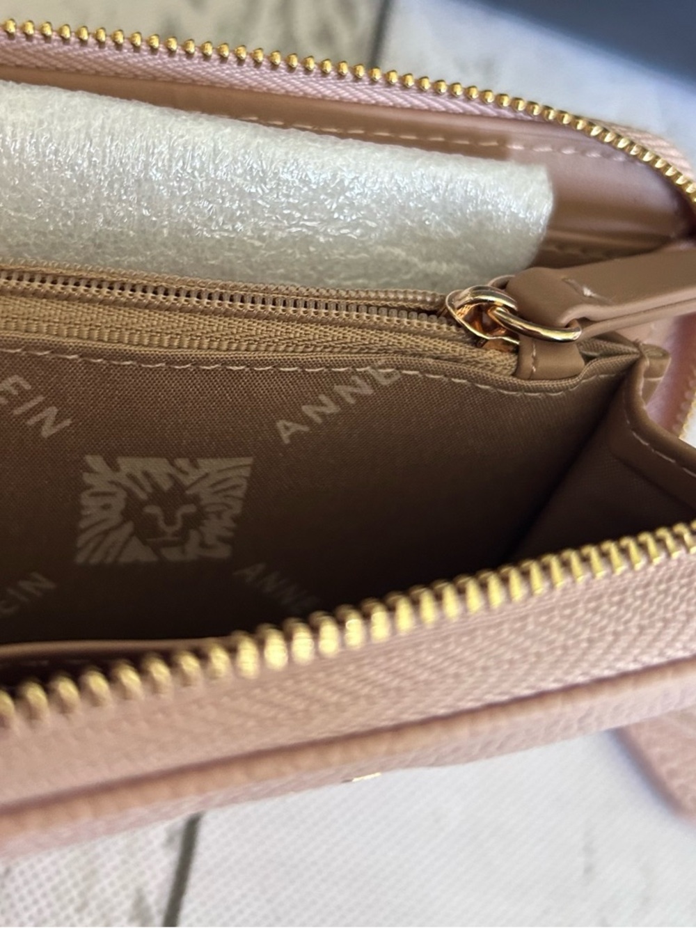 Anne Klein Navy Satchel Purse + Blush Pink Wallet & Scarf Accent Bundle - Picture 9 of 13